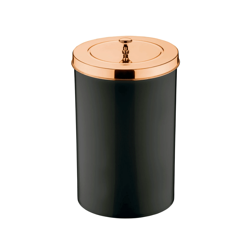 Lixeira Preta com Tampa Rose Gold 8 Litros
